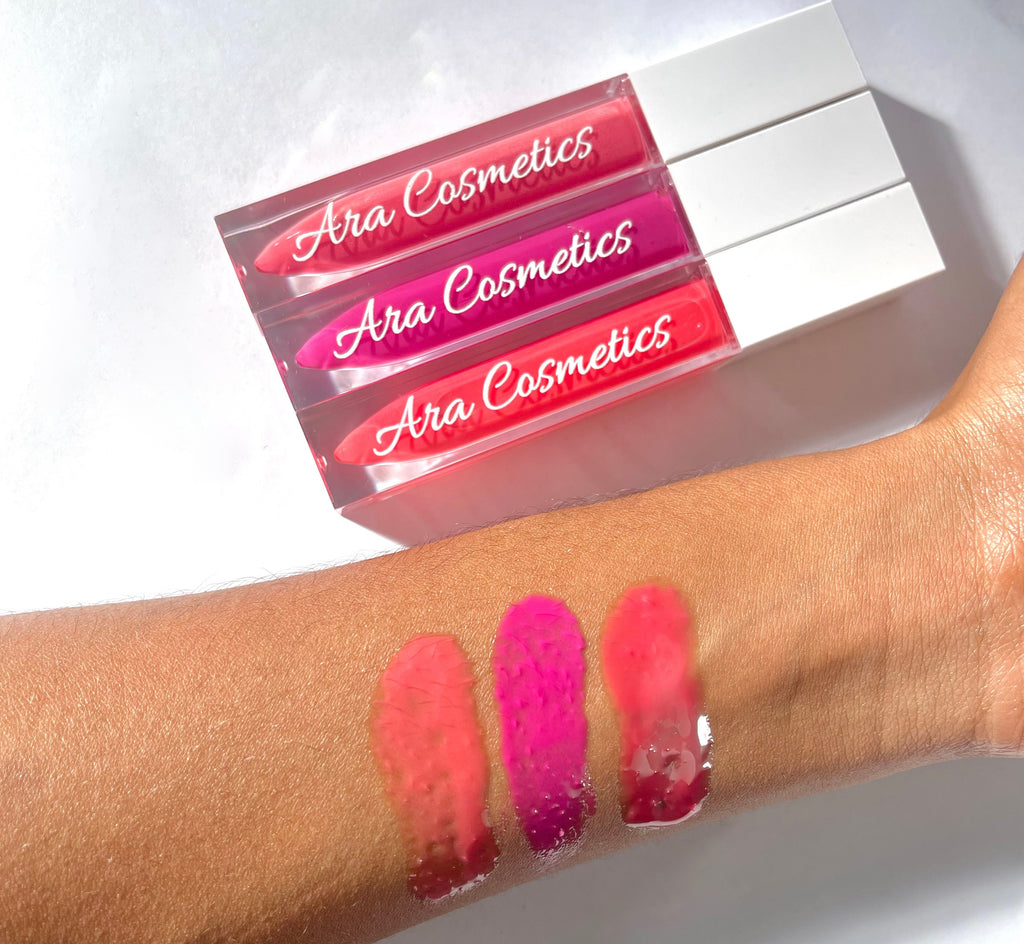 Ara Cosmetics - Oh So Pink! Lip Gloss Bundle – 3-Pack Pink Gloss Set | Moisturizing, Non-Sticky, Scented Lip Gloss Trio
